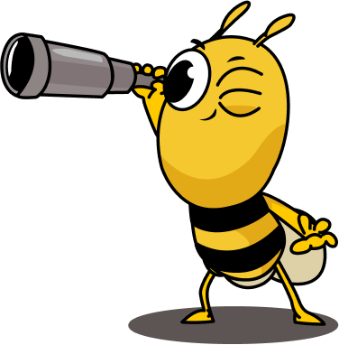 Bee holding a telescope